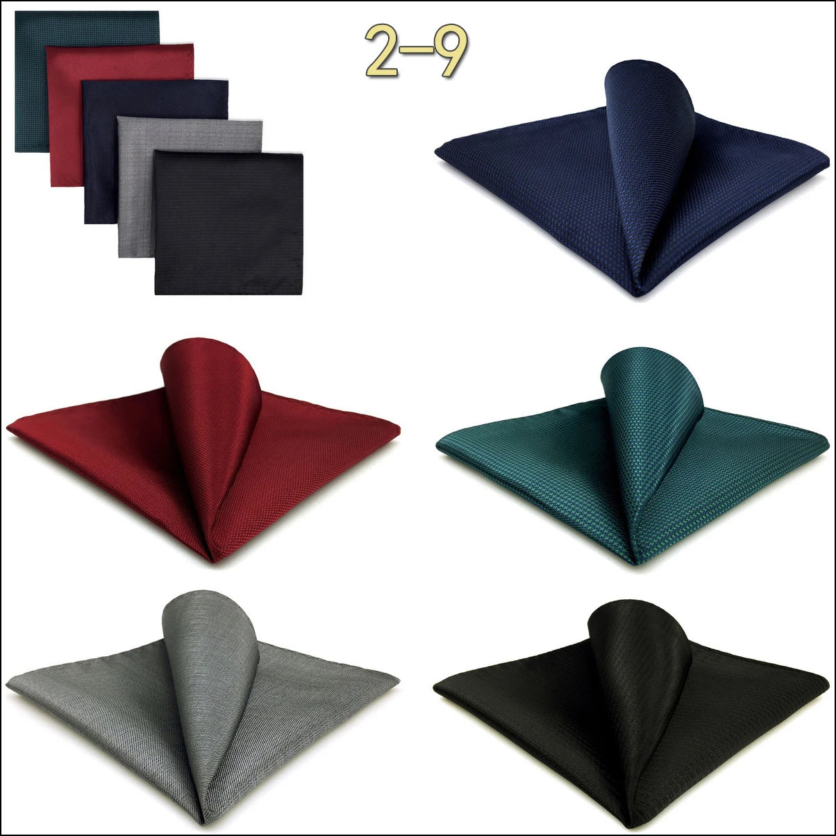 Mens Pocket Squares (Five-piece Set)