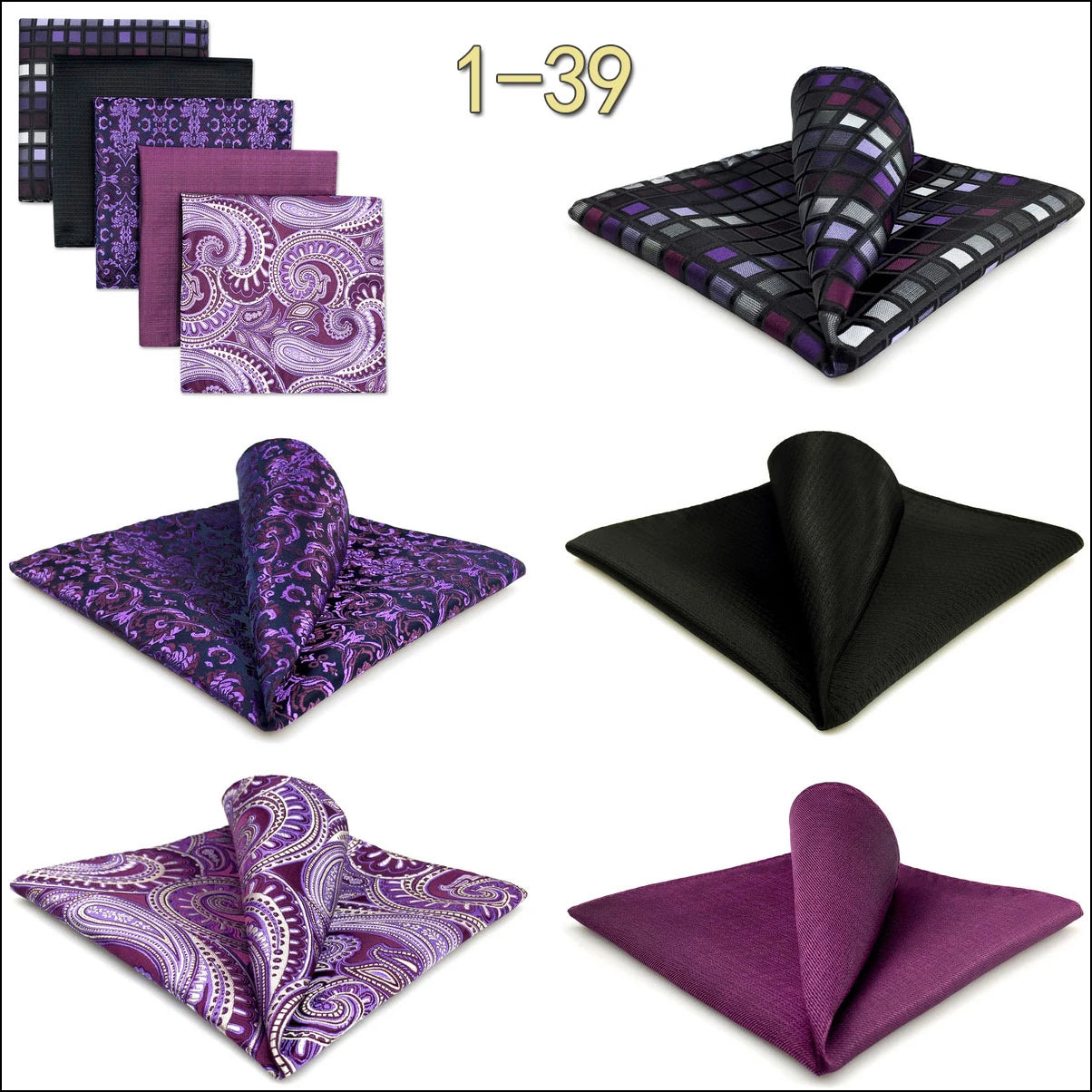 Mens Pocket Squares (Five-piece Set)