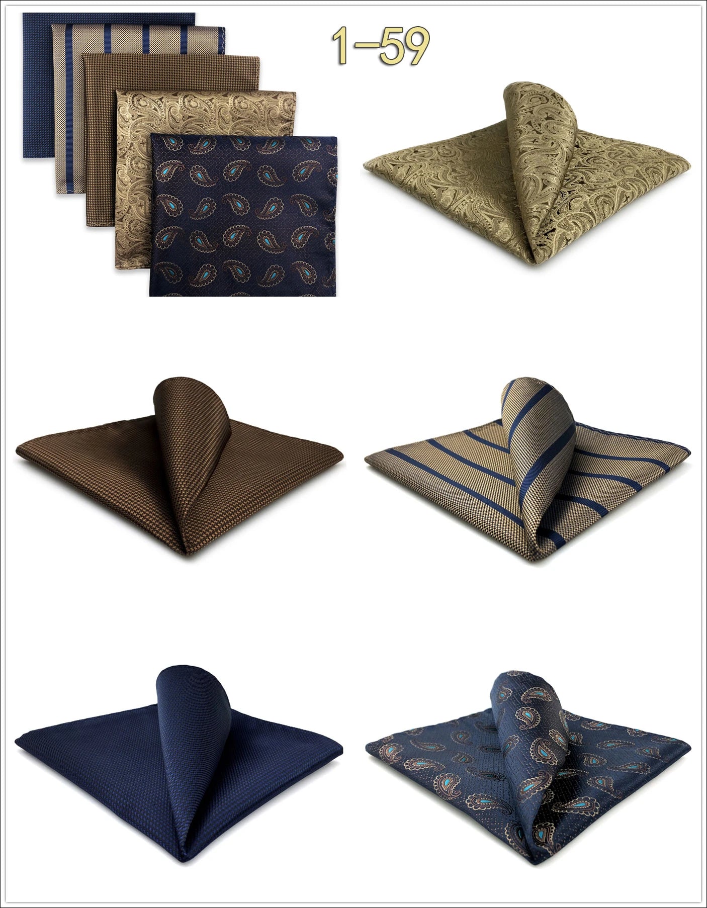 Mens Pocket Squares (Five-piece Set)