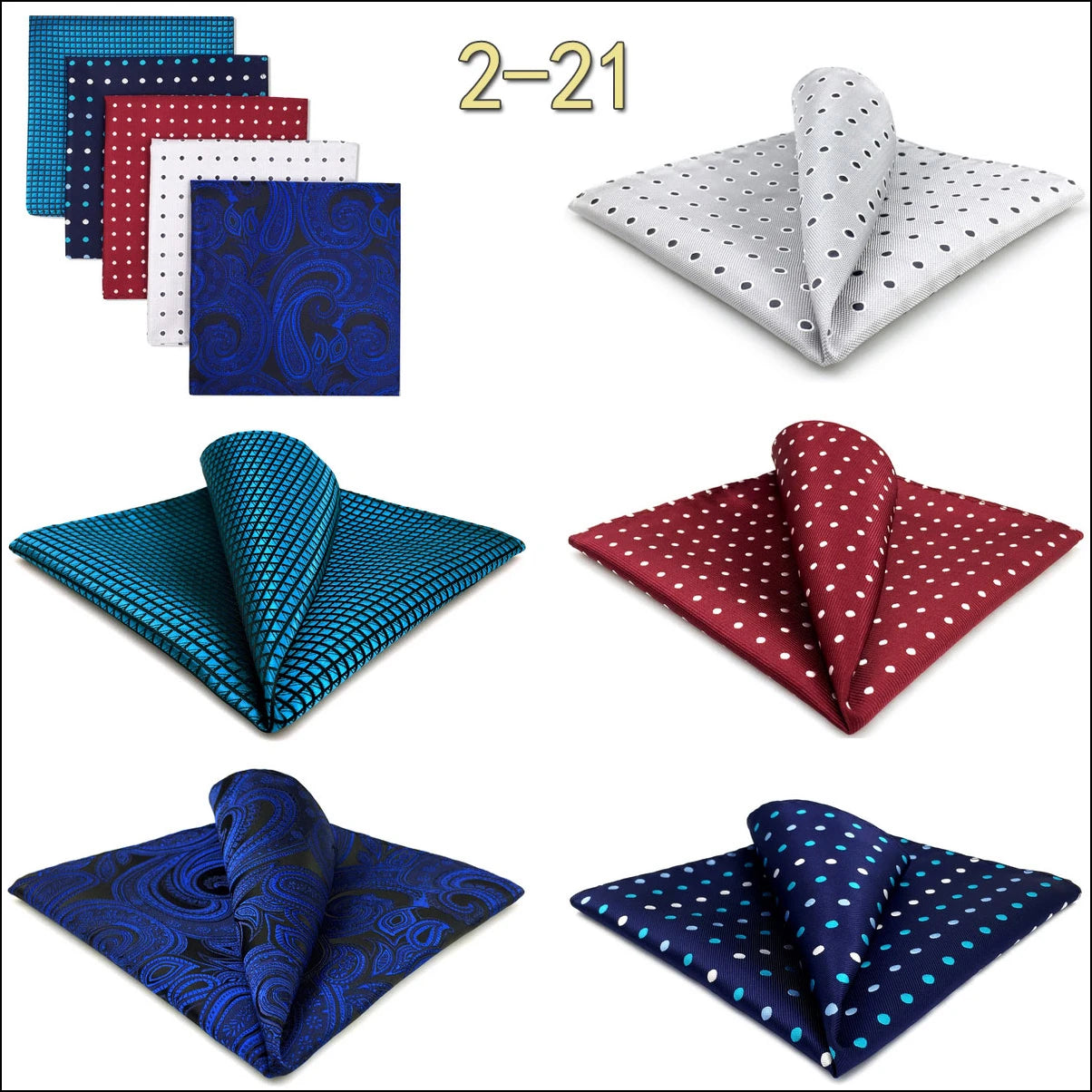 Mens Pocket Squares (Five-piece Set)