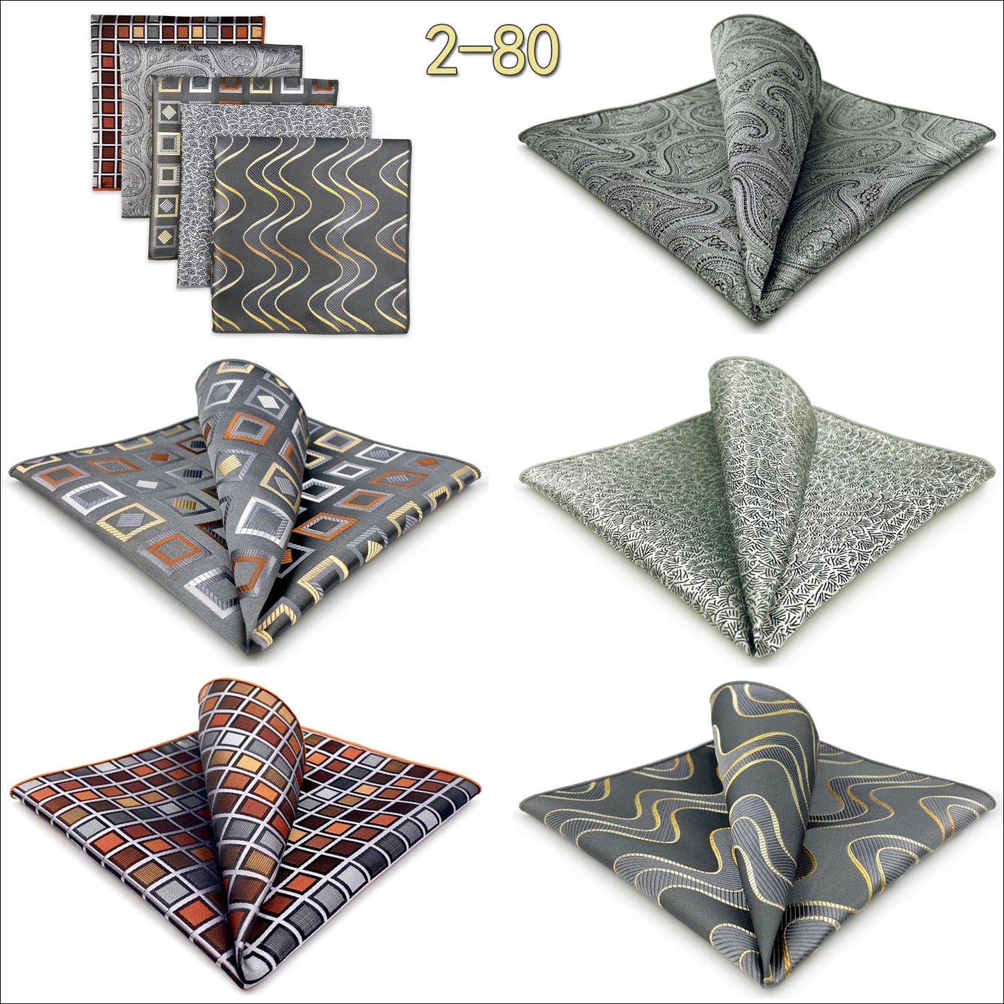 Mens Pocket Squares (Five-piece Set)