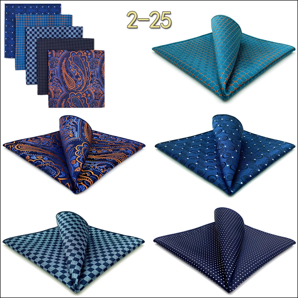 Mens Pocket Squares (Five-piece Set)