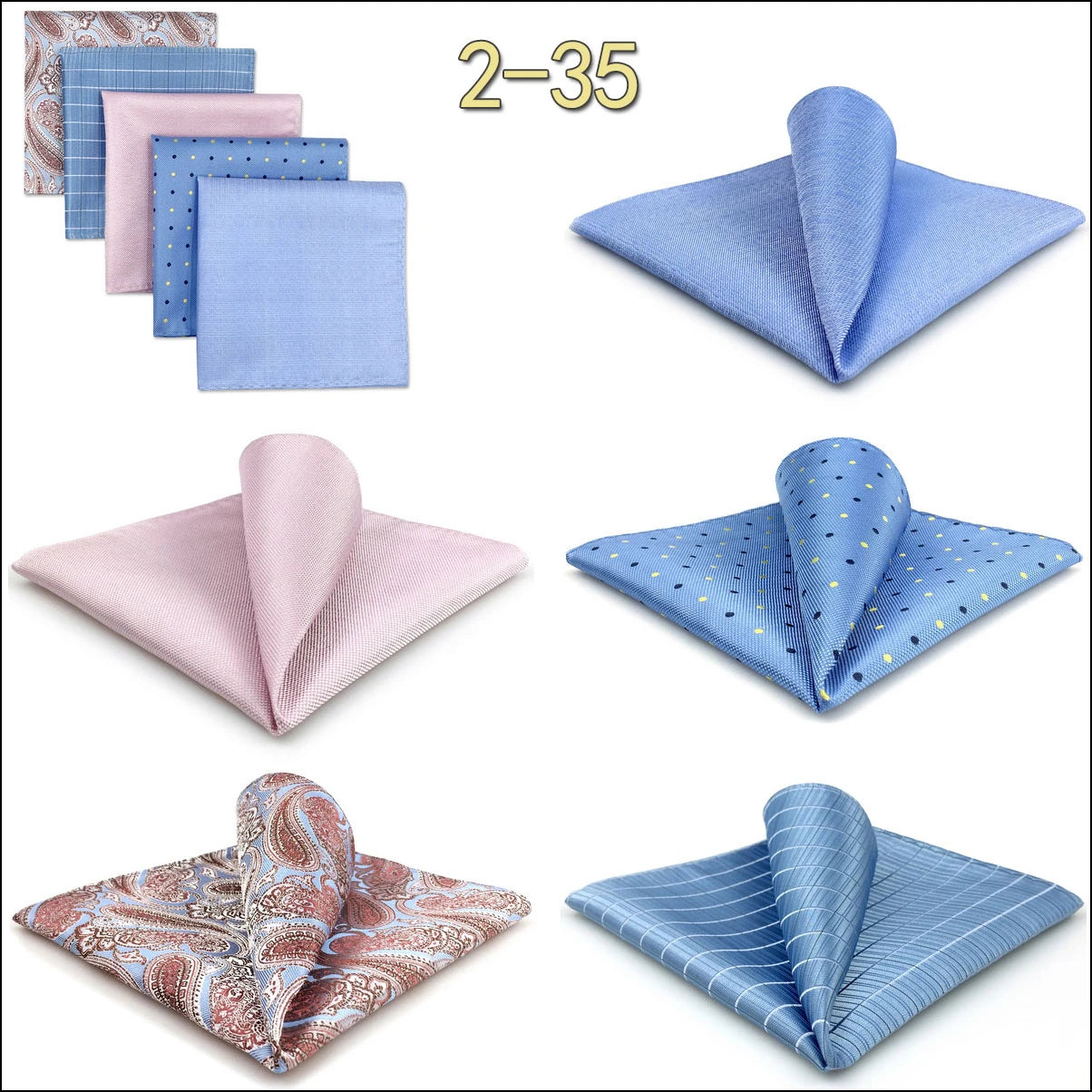 Mens Pocket Squares (Five-piece Set)