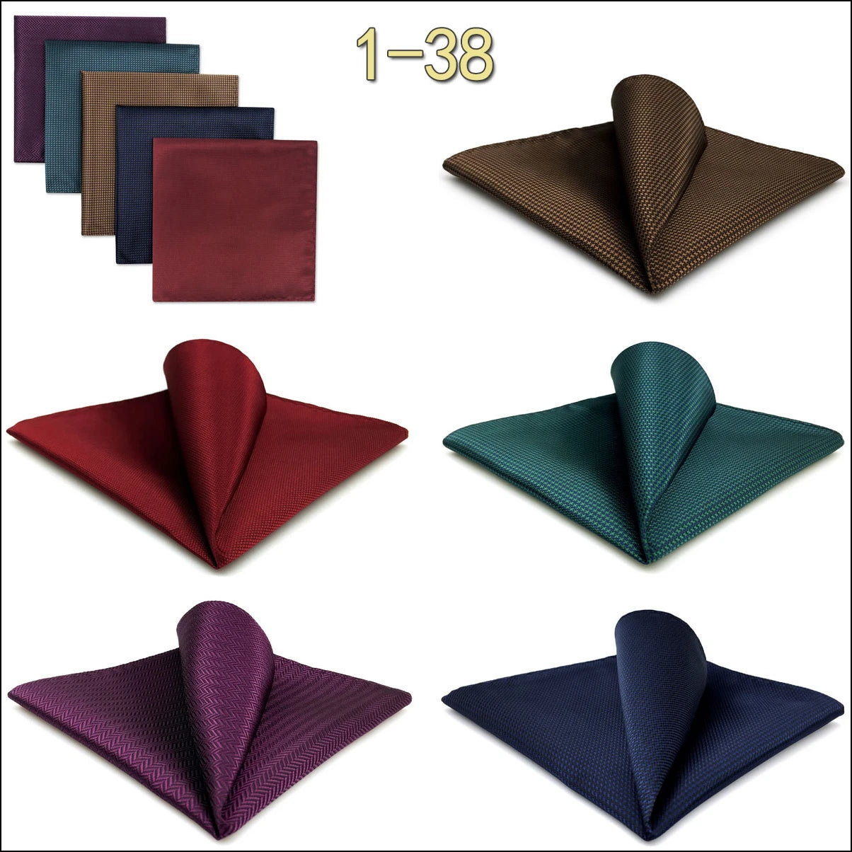 Mens Pocket Squares (Five-piece Set)