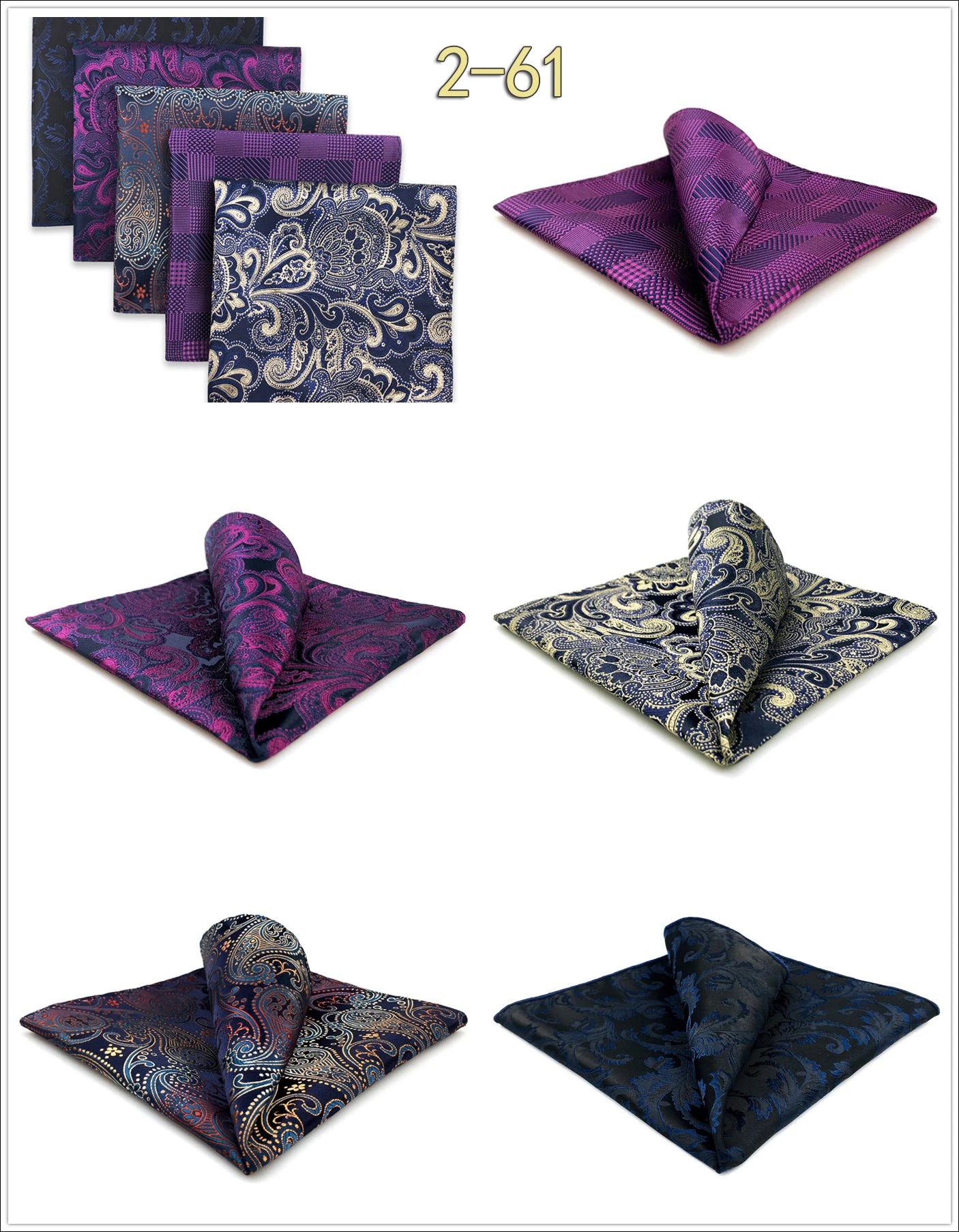 Mens Pocket Squares (Five-piece Set)