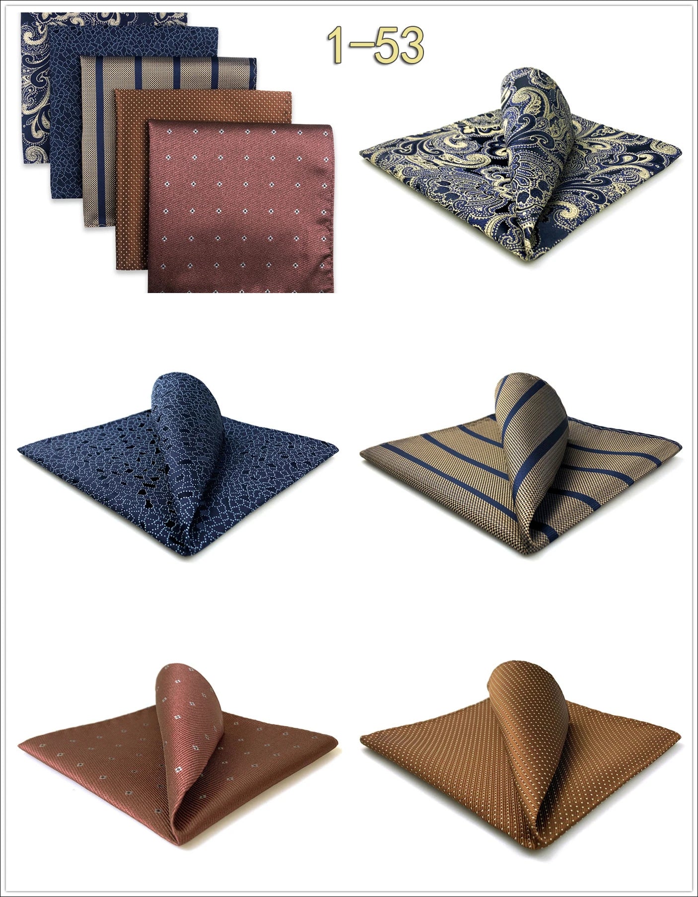 Mens Pocket Squares (Five-piece Set)