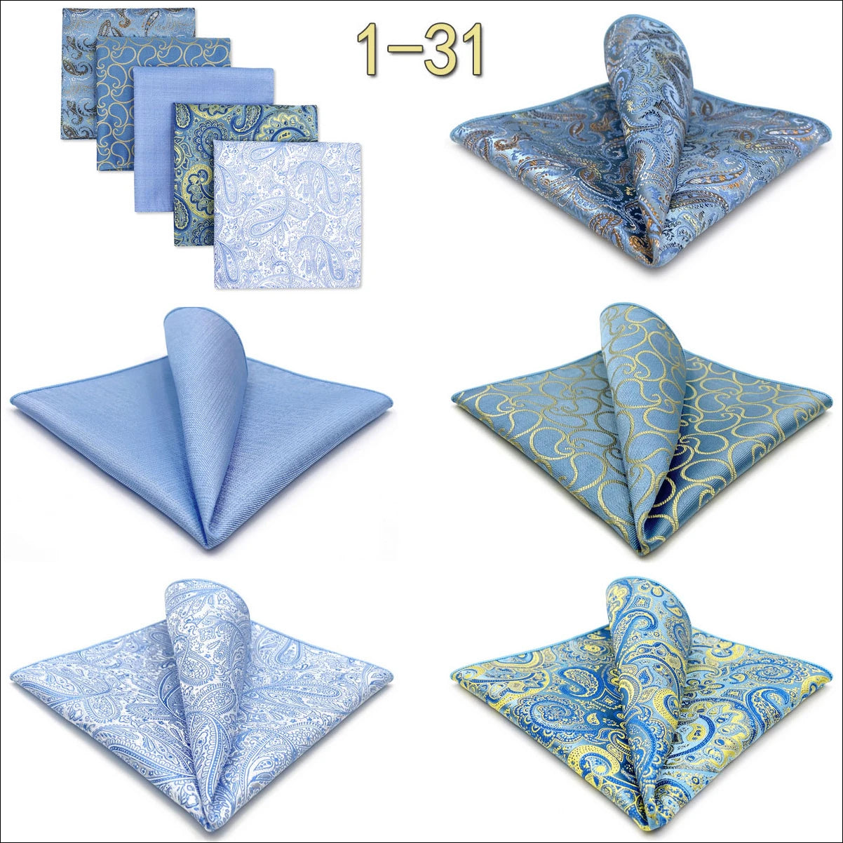 Mens Pocket Squares (Five-piece Set)